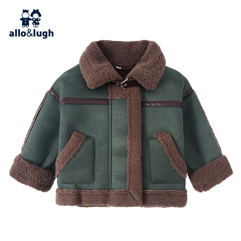 allo&lugh儿童童装冬季加绒保暖复古风拼接中小男宝宝翻领外套,童装/婴儿装/亲子装,普通外套,淘宝优惠券,粉丝福利购,淘宝优惠卷