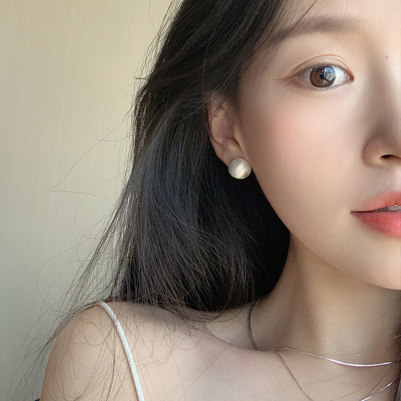 Z小姐925银针磨砂光面耳钉