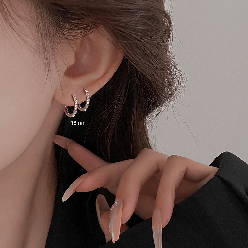 Z小姐日韩925纯银女锆石耳圈