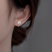 Z小姐999足银满钻树叶耳钉养耳洞睡觉免摘耳环2025新款 耳饰女 爆款