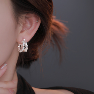 Z小姐925银碎银子半圈耳环女2025新款 小众设计感高级感耳饰 爆款