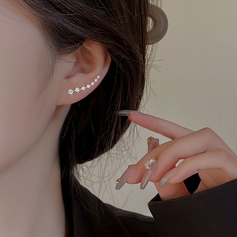 Z小姐日韩925纯银女锆石耳钉