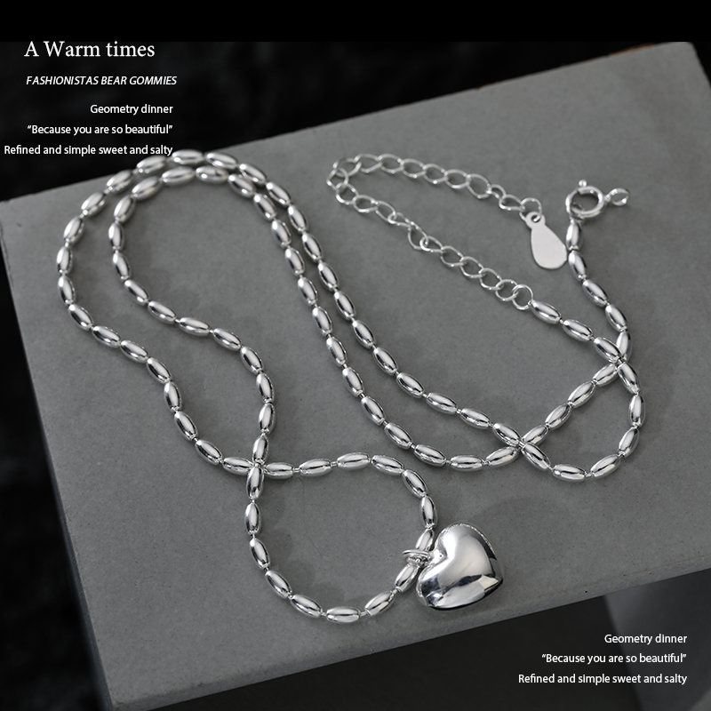 Z小姐纯银女光面爱心项链