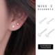 Z小姐999银小方块圆珠养耳洞耳钉女2026新款 简约百搭气质耳饰 爆款