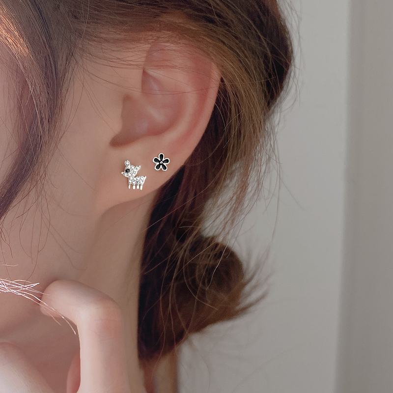 Z小姐925纯银日韩女小鹿耳钉