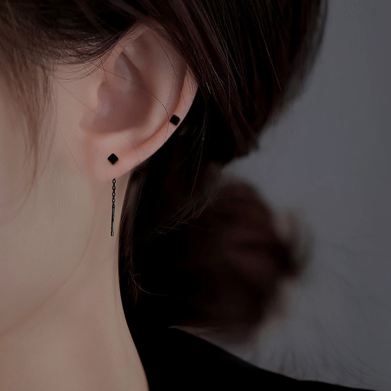 Z小姐999银小方糖耳线2025新款爆款简约百搭睡觉免摘方块耳环耳钉