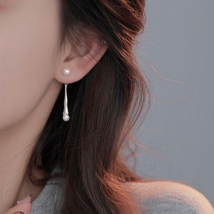 Z小姐999银水滴形珠珠耳钉爆款 气质高级感耳坠 小众设计感耳环时尚