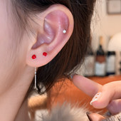 Z小姐999银相思红豆耳线2026新款 小众精致轻奢气质高级感耳环耳饰