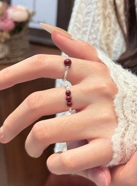 Z小姐999银紫金朱砂碎银戒指女