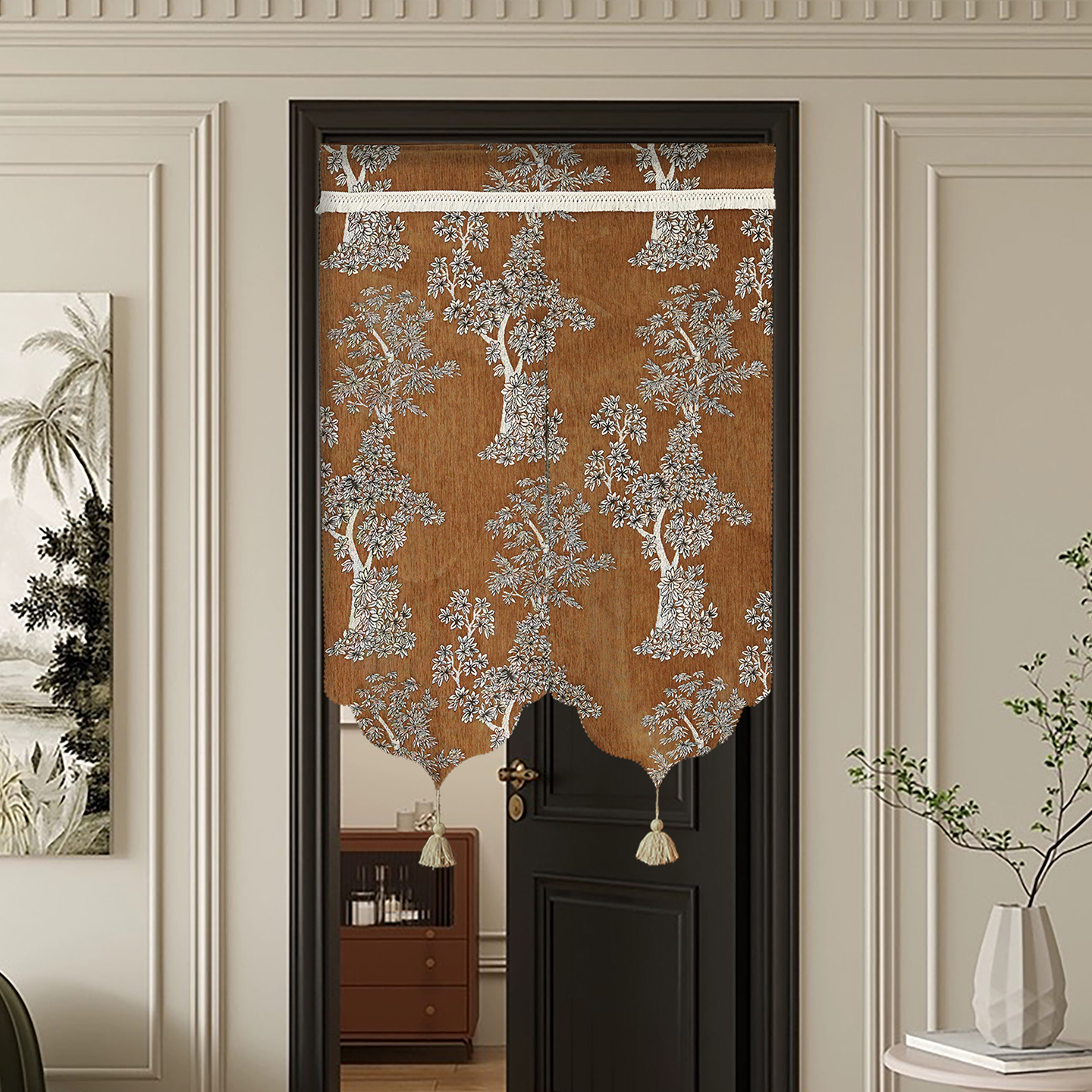 中古风门帘隔断帘提花布艺隔断帘