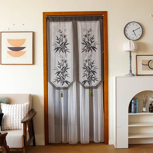 国风网纱印花隔断装饰帘