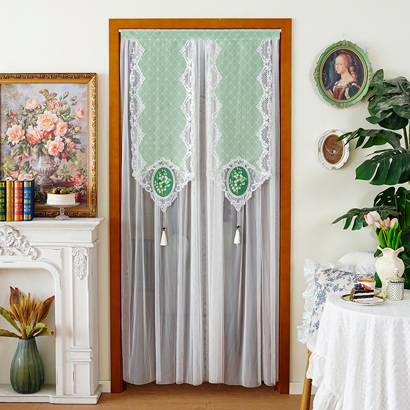 双层法式门帘刺绣隔断帘遮挡隐私