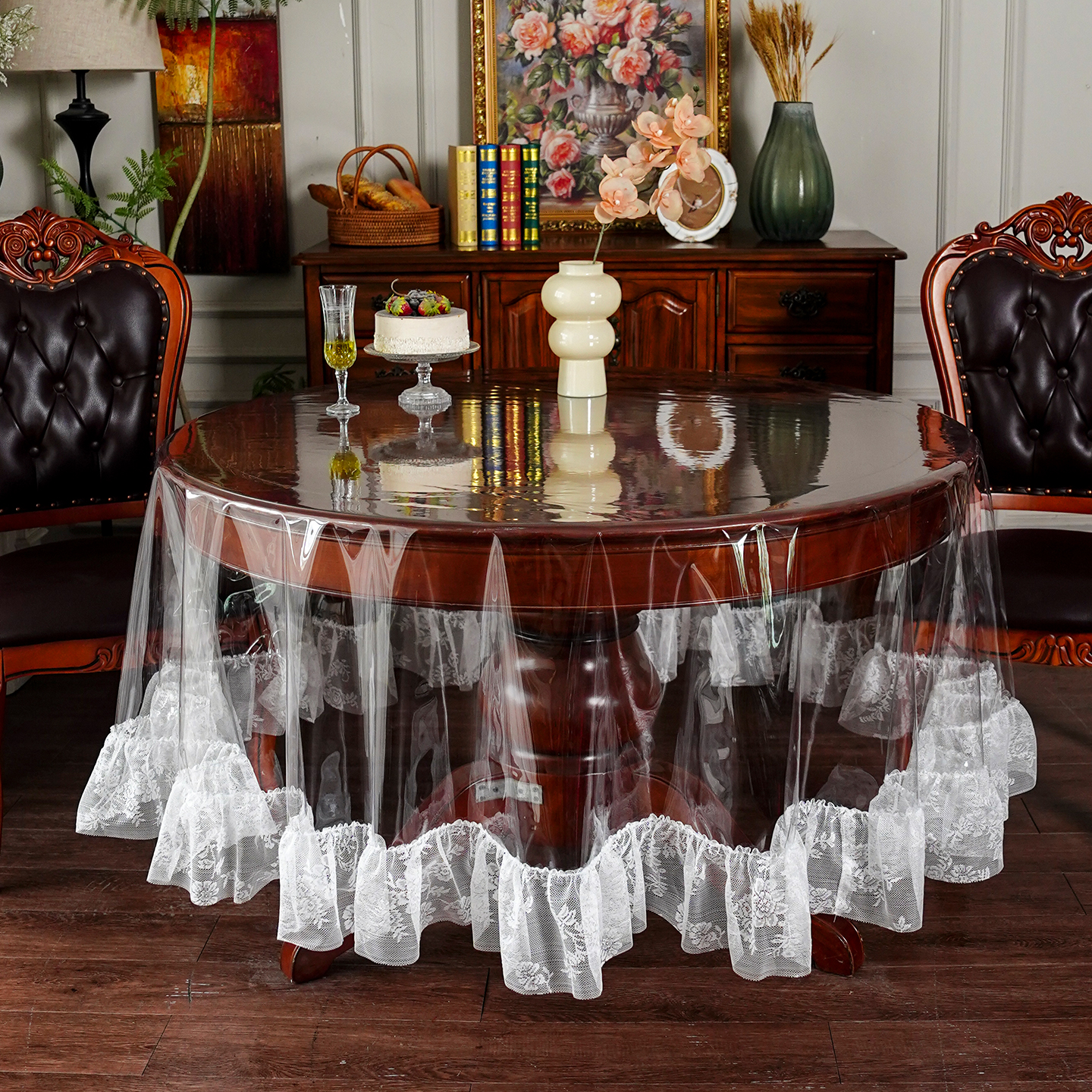 法式蕾丝圆桌桌布氛围感圆形台布