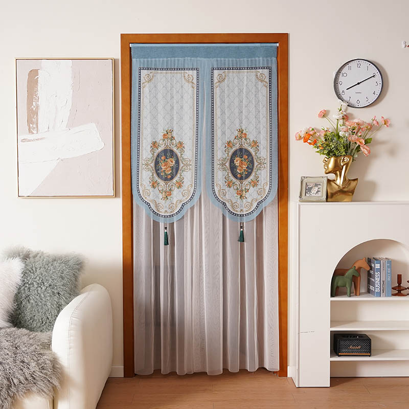 夏季多用印花网纱门帘