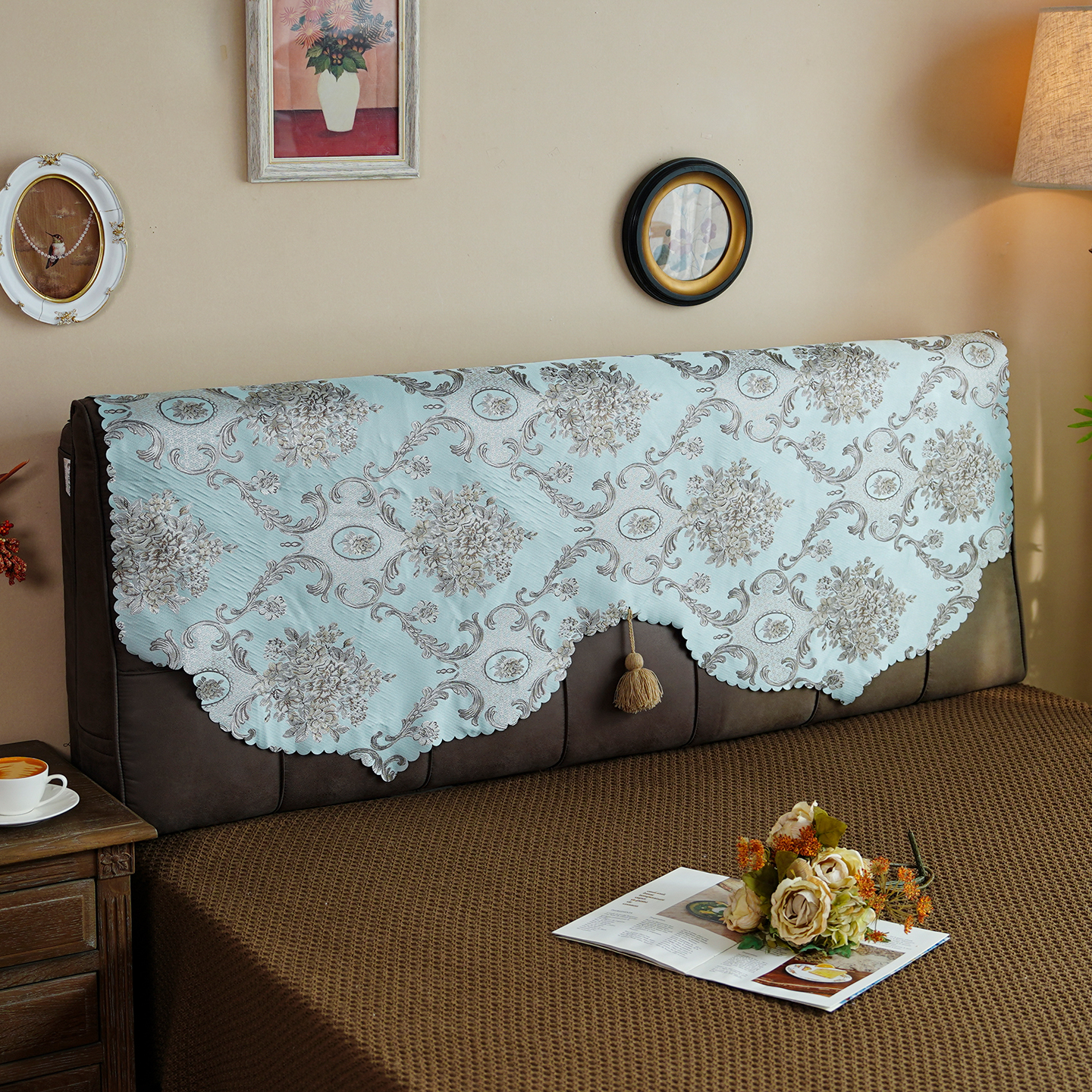 欧式提花高档床头盖巾轻奢床头罩