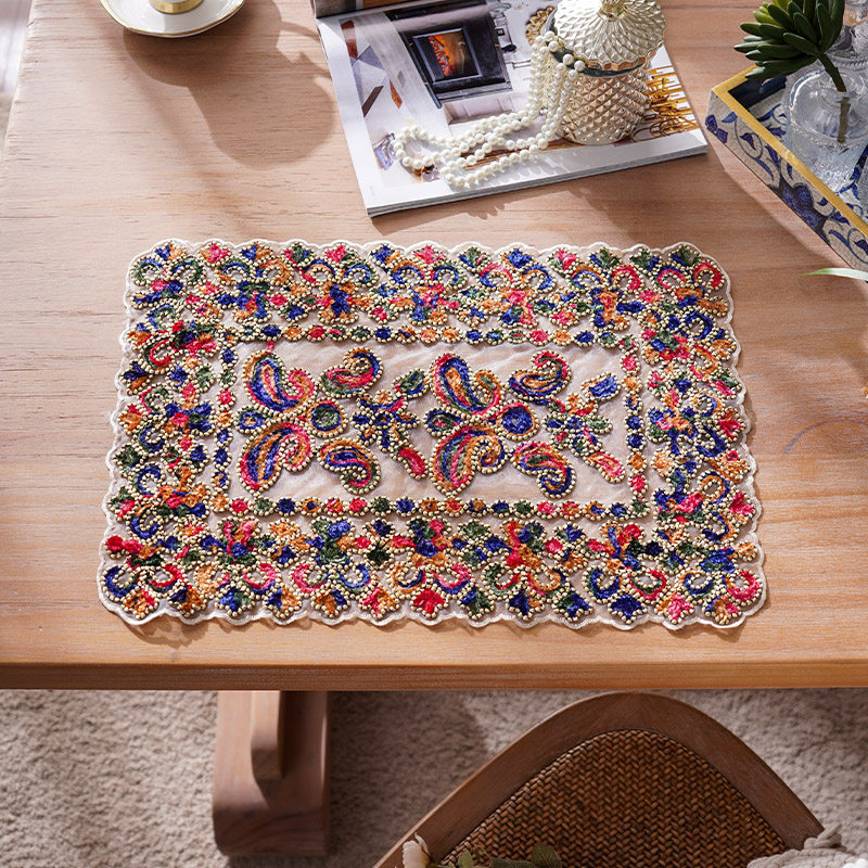复古彩色刺绣餐垫布艺花瓶垫民族风轻奢高级感欧式蕾丝杯垫隔热垫,居家布艺,餐垫,淘宝优惠券,粉丝福利购,淘宝优惠卷