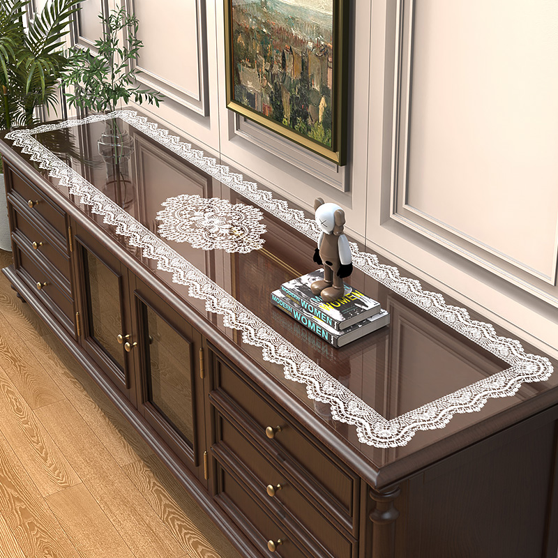 蕾丝电视柜桌垫pvc桌布防水防油