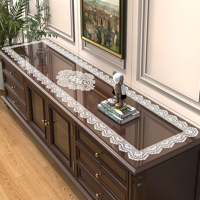 透明蕾丝电视柜桌布pvc软玻璃餐边柜垫防水防油水晶板台面保护垫