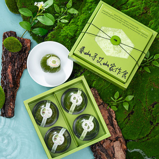 2026创意镂空艾草青团礼盒纽扣绿豆糕包装盒野餐清明果打包盒