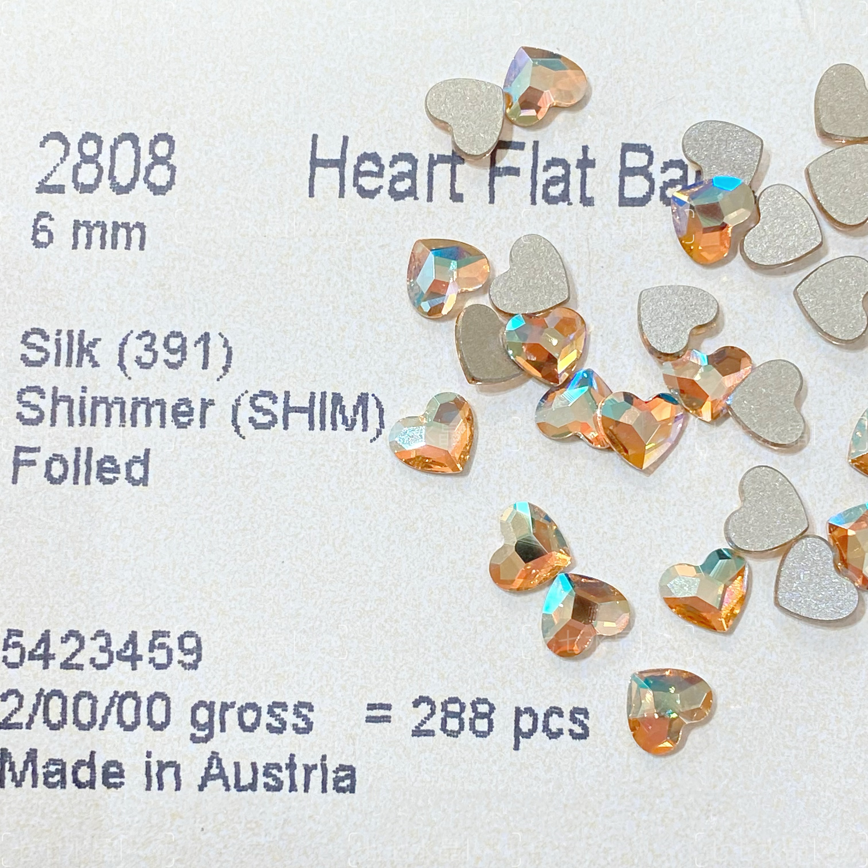 正品施家水晶2808平底爱心391shim闪烁丝绸美甲钻6mm指甲饰品