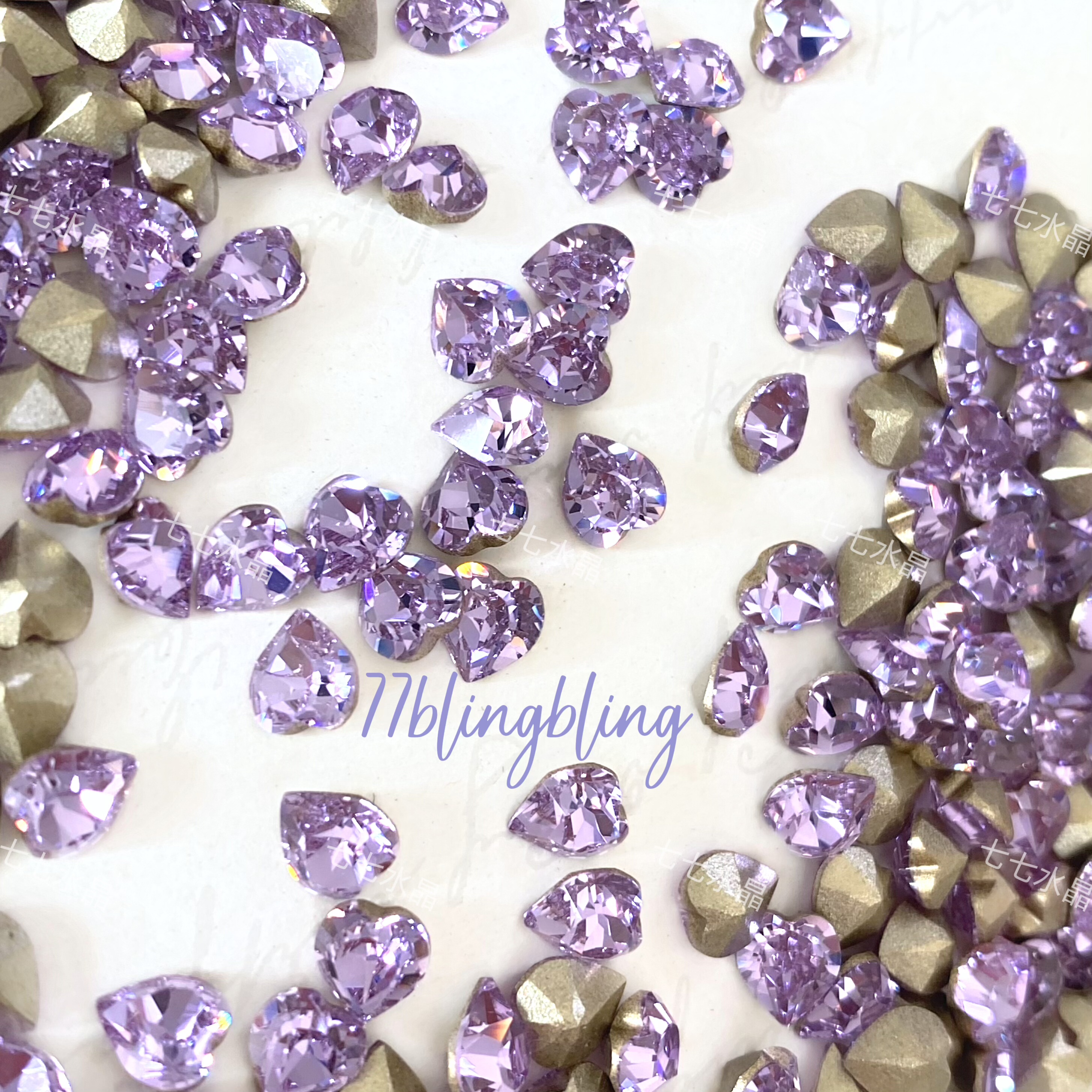 正品施家水晶华子4884紫罗兰尖底爱心钻5mm美甲饰品