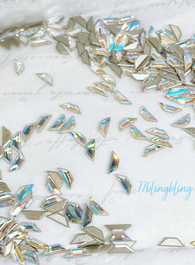 正品施家水晶华子美甲钻 2772平底梯形异型钻001shim闪烁白美甲钻