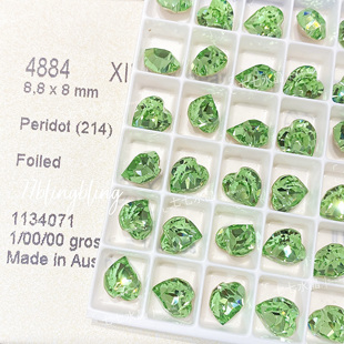 正品施加水晶华子4884尖底爱心214果绿美甲饰品心形钻饰指甲装饰