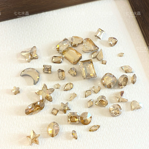 正品施家水晶奥钻001gsha金色魅影香槟色美甲饰品尖底平底合集