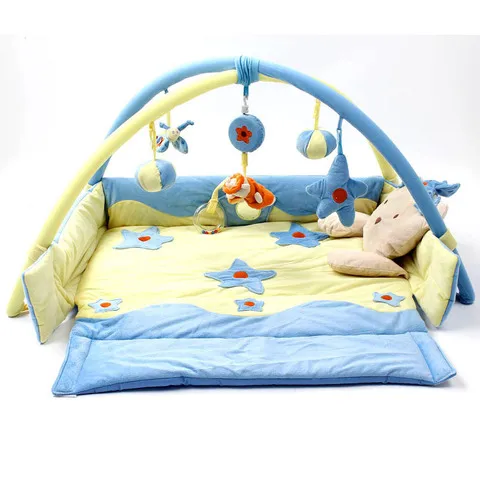 爬行垫游戏毯健身架普通款音乐垫卡其贝特玩具音乐王子公主天鹅绒