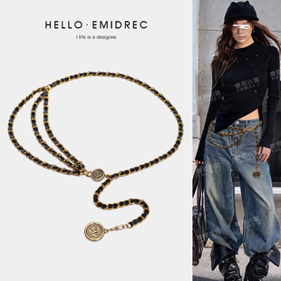 复古中古腰链配饰女多层金属链条腰带腰饰朋克爵士舞装饰配牛仔裤