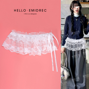 蕾丝屁帘腰封叠穿腰带女宽装 爵士舞Y2K亚文化千禧风 饰配牛仔裤