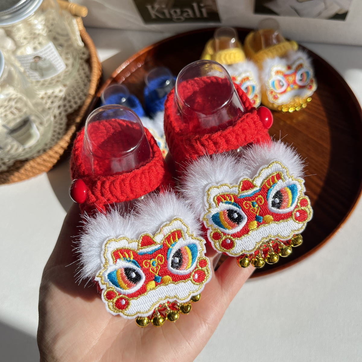 diy编织自制满月醒狮鞋