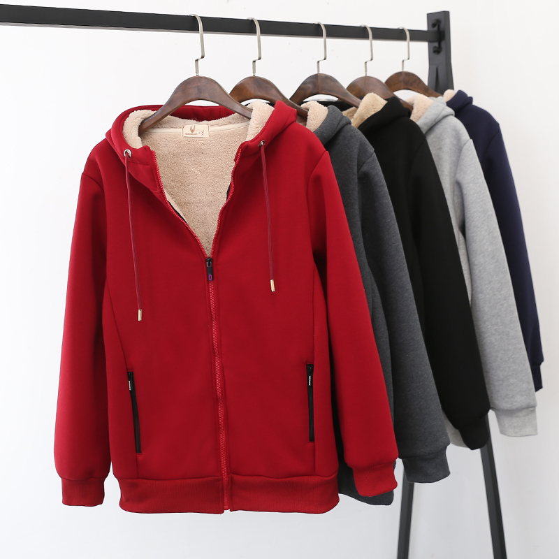 卫衣大码羊羔绒运动连帽开衫外套