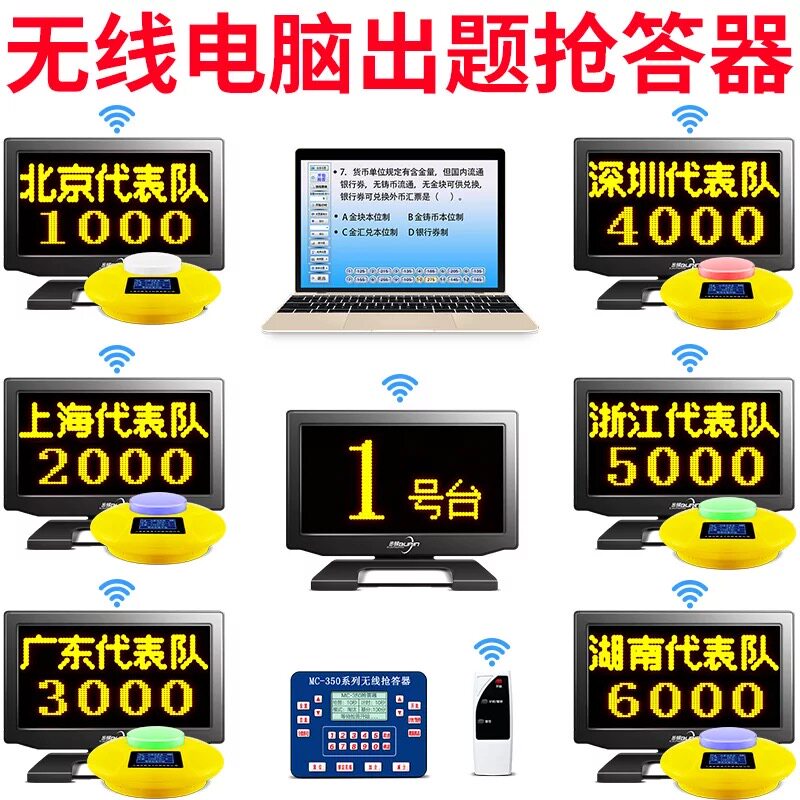步频350TVH型超亮抢答器无线比赛队名显示电脑出题平板阅题答题