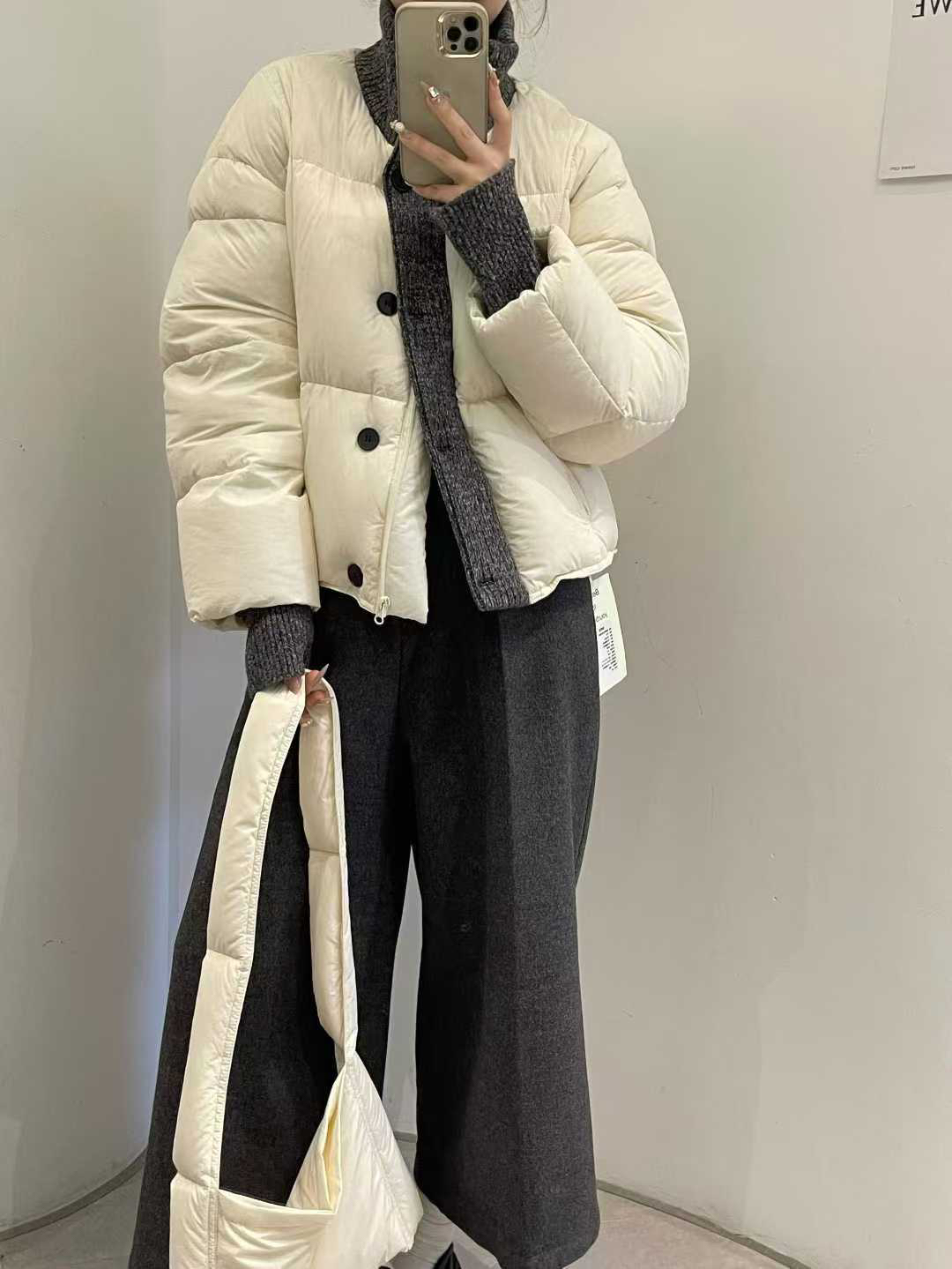 2025冬新款女装立领针织拼接羽绒服女短款加厚保暖面包服外套上衣