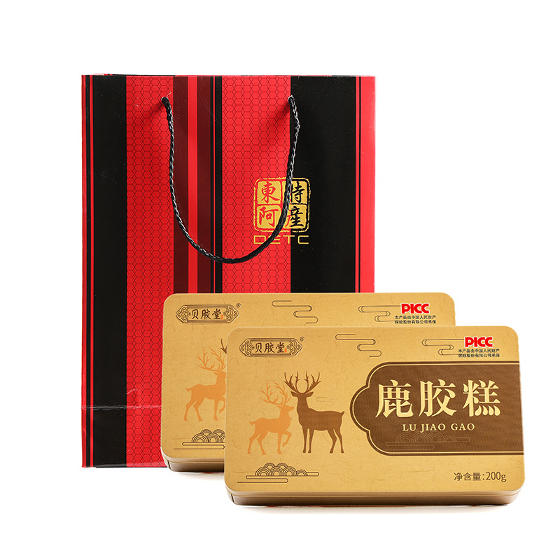 山东正品东阿传统滋补品鹿胶糕女士即食正宗阿胶糕200g铁盒装送礼