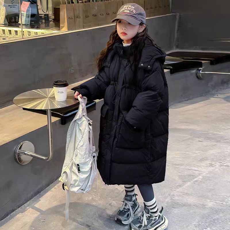 女童羽绒棉衣2025新款洋气过膝中长款女大童冬季童装儿童冬装外套