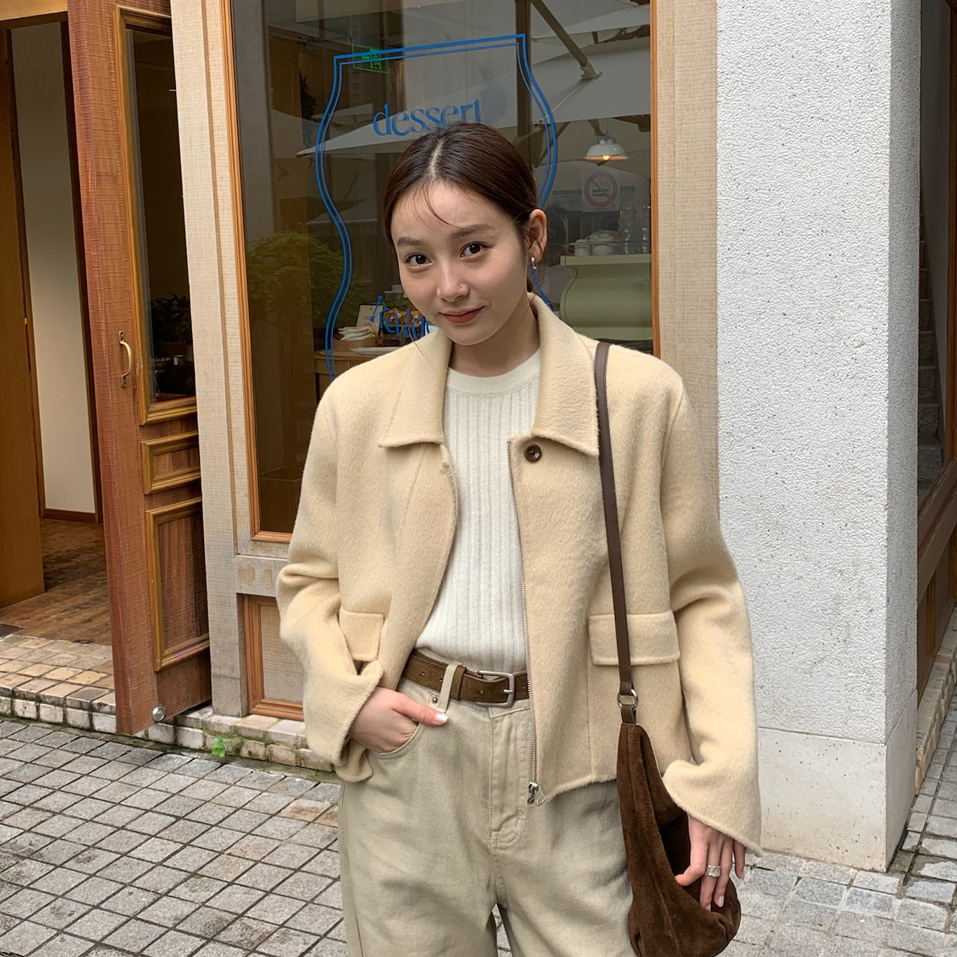 G23复古高级感骆马绒翻领双面呢羊毛外套（含80羊毛）YS221562