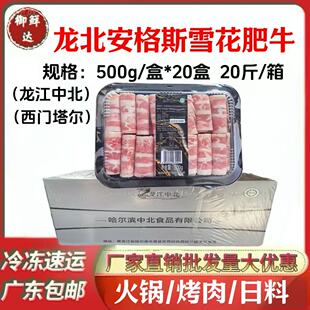 龙江中北北龙安格斯雪花肥牛卷商用20斤箱火锅烧烤寿司店冷冻食材