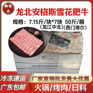 龙江中北北龙安格斯雪花肥牛商用50斤/箱火锅烧烤寿司店冷冻食材