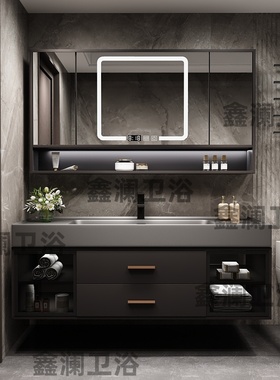 现代加厚蜂窝铝卫生间浴室柜组合纳米一体盆智能洗手洗脸台盆镜柜