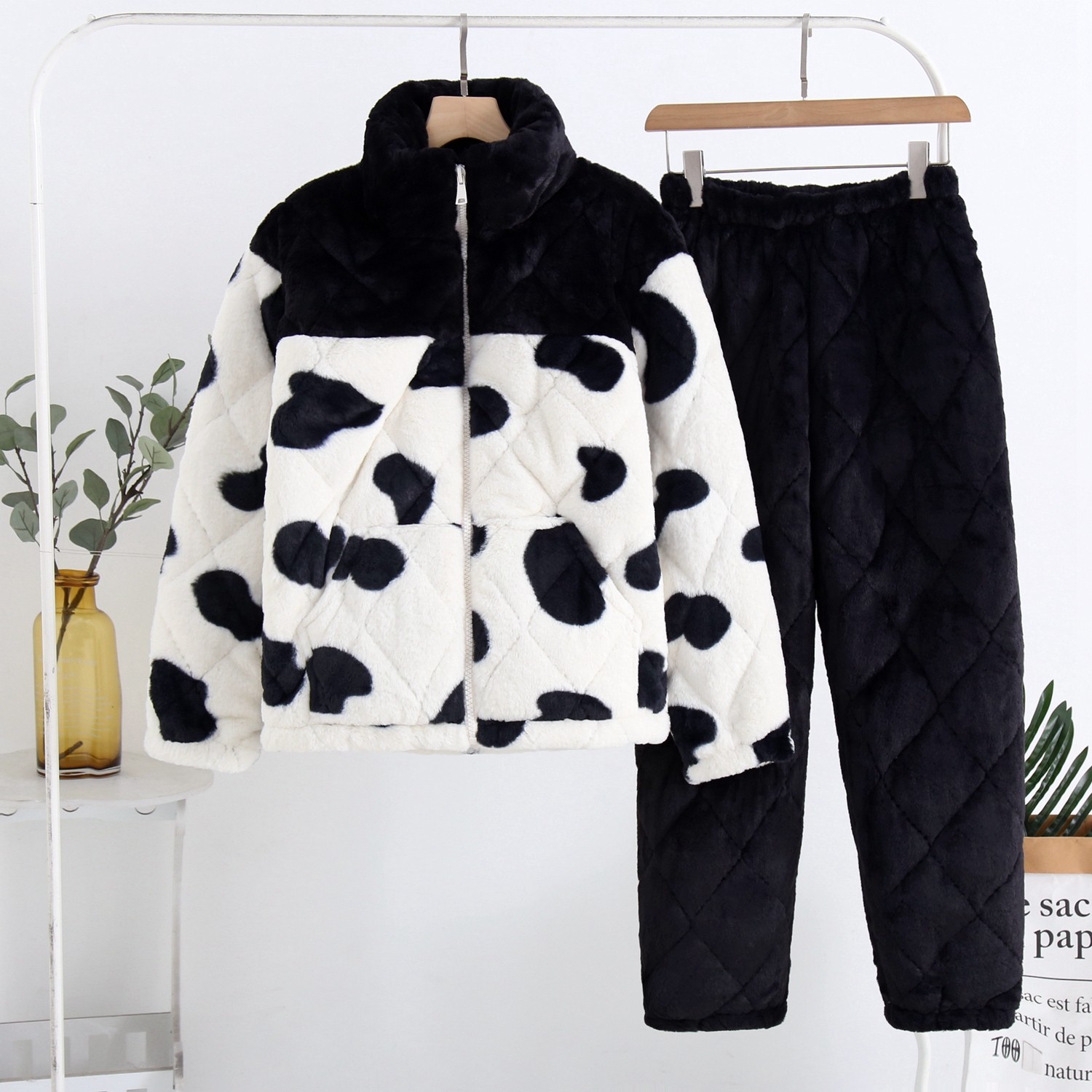 冬季新品加绒保暖拉链款时尚风情侣睡衣法兰绒三层夹棉加厚居家服,女士内衣/男士内衣/家居服,睡衣/家居服套装,淘宝优惠券,粉丝福利购,淘宝优惠卷