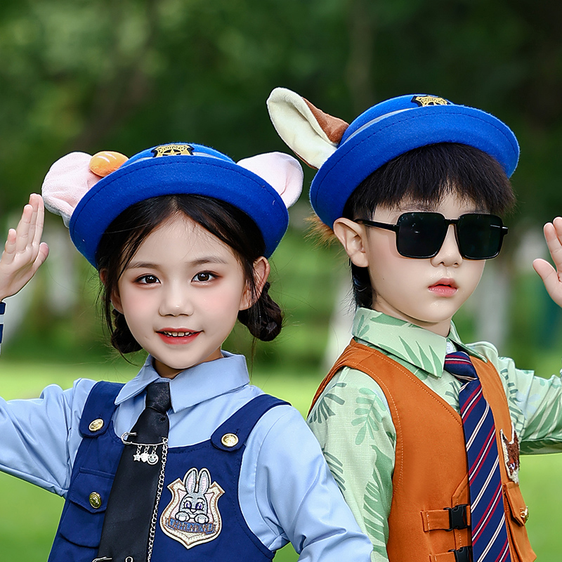 男女童疯狂动物城尼克狐狸演出配饰兔子警官儿童cos发箍帽子尾巴