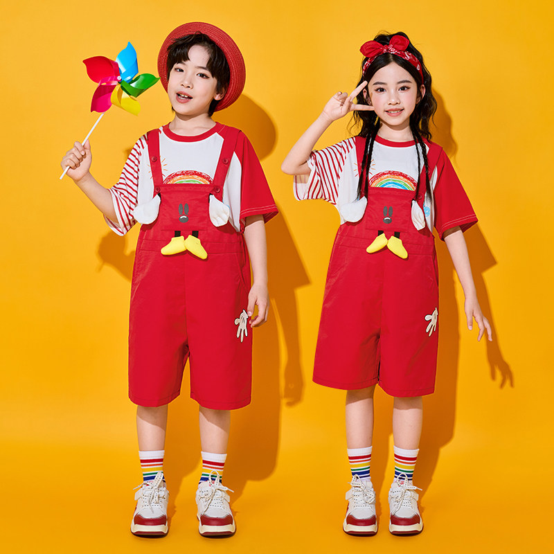 六一儿童节表演服夏季小学生班服园服背带裤啦啦队毕业照演出服潮