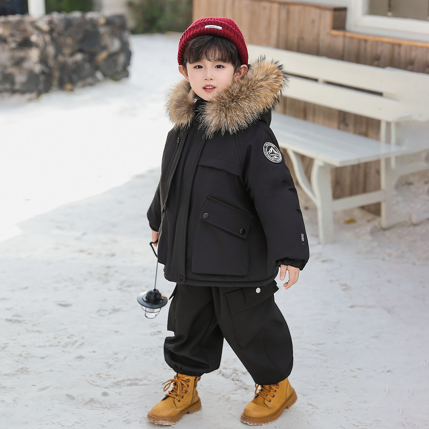 男女童棉服冬季新款儿童年服派克服加绒加厚新年棉衣大毛领棉袄