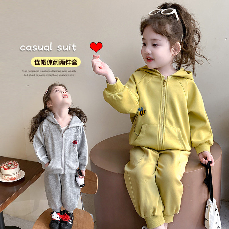 女童运动服套装春季新款小女孩纯棉韩版休闲两件套宝宝童装衣服潮