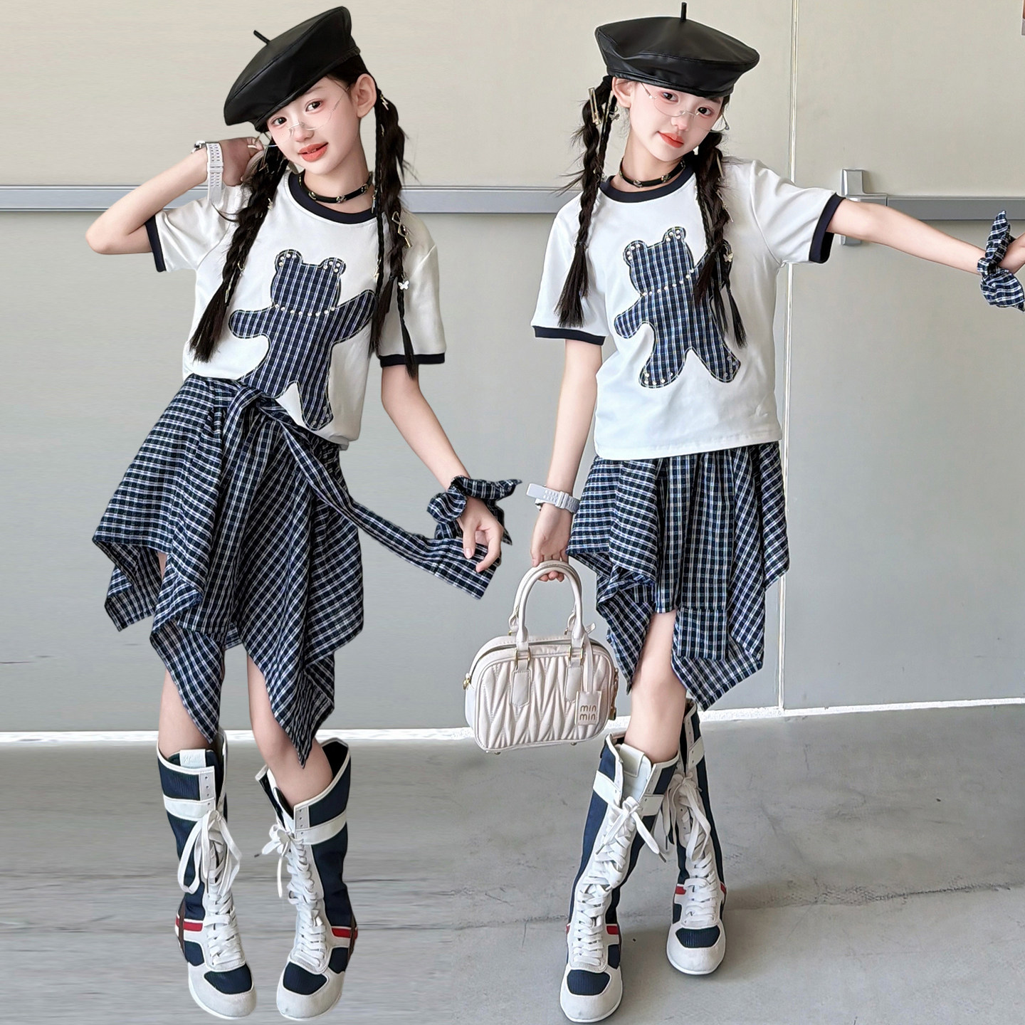 女童运动套装夏季韩版女孩不规则裙子两件套中大童休闲童装衣服