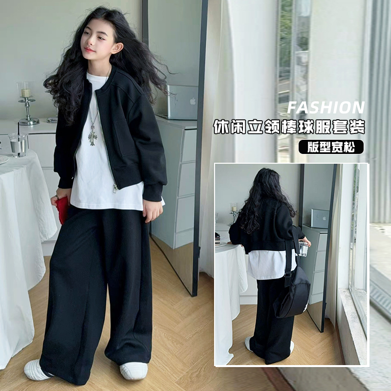 女童套装春秋新款女孩长袖外套卫裤三件套韩版休闲运动童装衣服