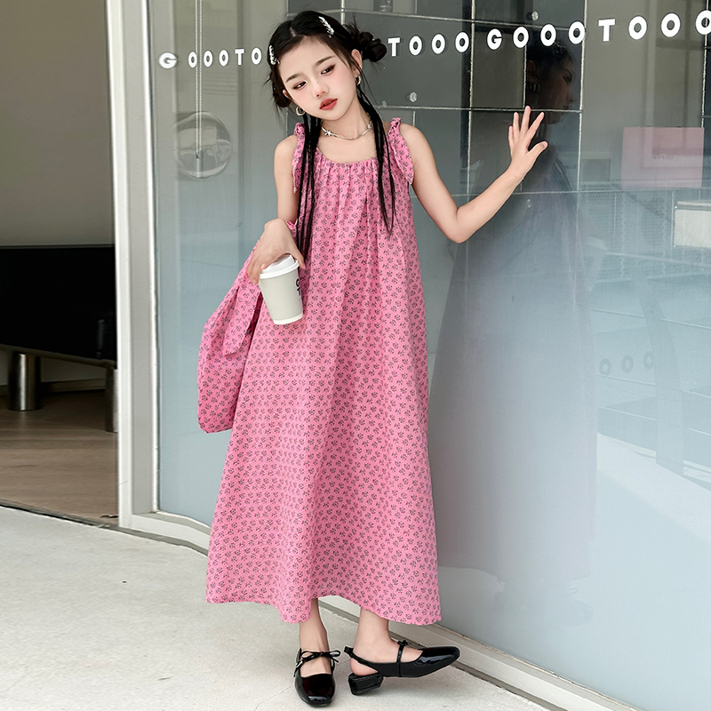 女童吊带连衣裙夏季新款韩系公主裙裙子童装女孩长裙沙滩裙送包包
