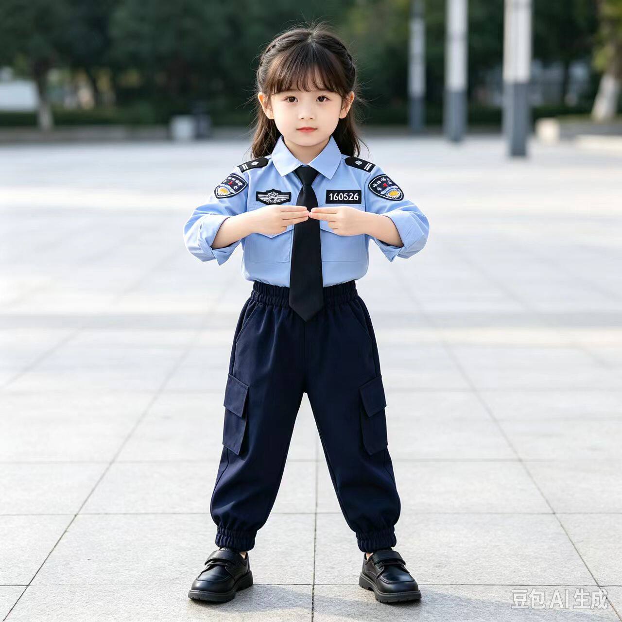 儿童纯棉套装男童长袖交警制服男孩宝宝警服演出服警官服装cos秋